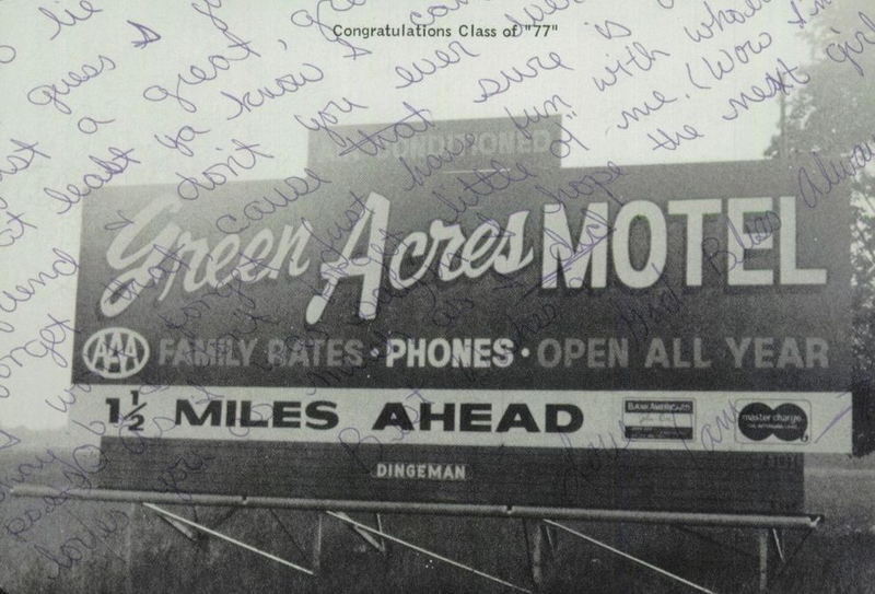 Green Acres Motel - 1977 Newberry High Yearbook Ad (newer photo)